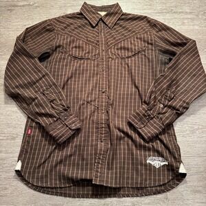 Vintage Levis Shirt Adult XXL Brown Plaid Rodeo Rancher Country Y2K Pockets